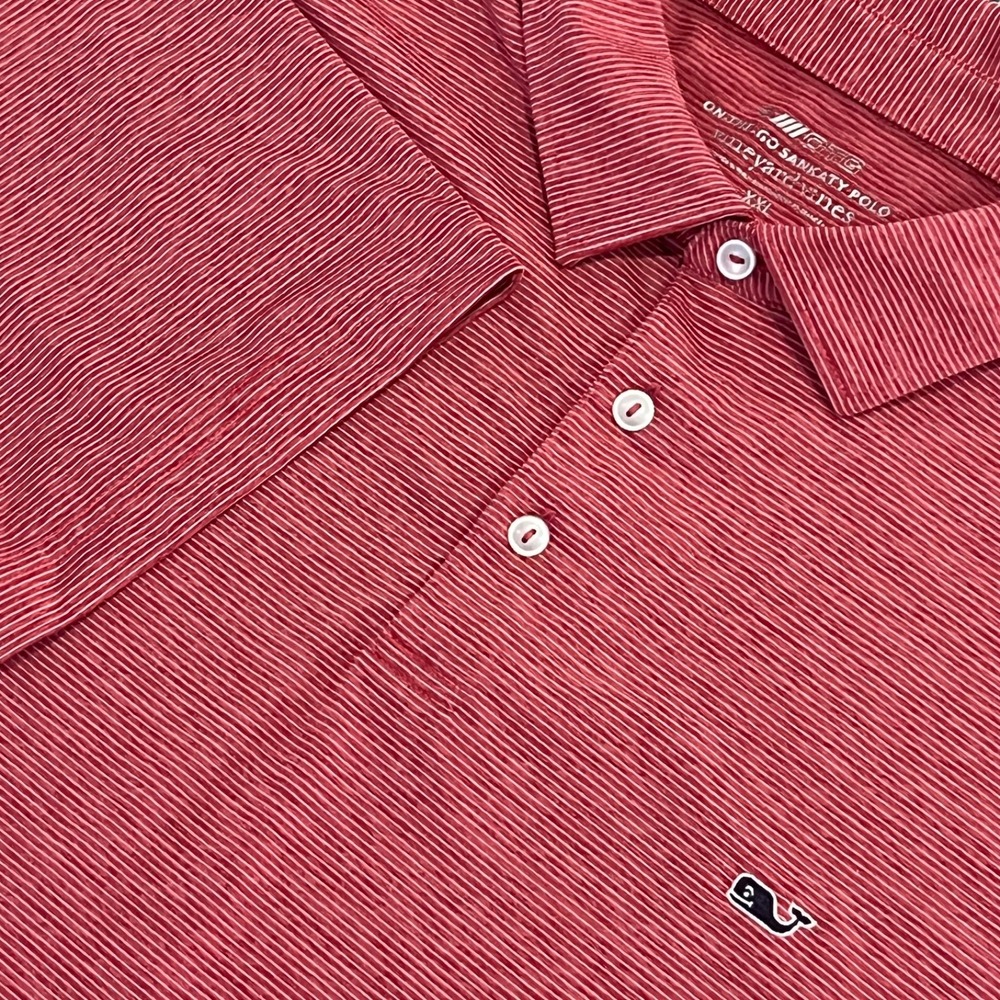 Vineyard Vines Polo Shirt Mens XXL Red Stripe On The Go Sankaty Performance
